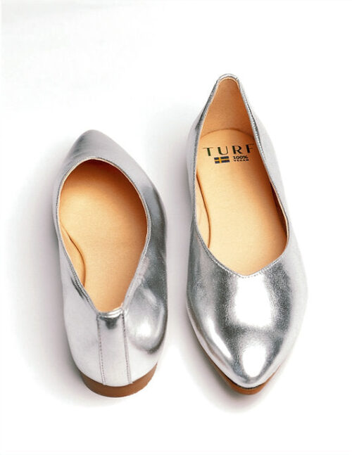 Pointed Ballet Flat in Silver from Turf - Image 2